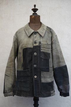 1940's patched black moleskin work jacket 