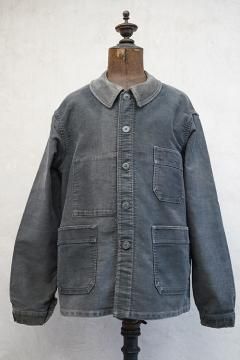 Black Moleskin Work Jacket - フレンチ・ヴィンテージ Black Moleskin Work Jacket - フレンチ・ヴィンテージ