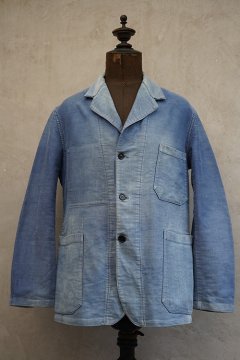 cir.1940's blue moleskin lapeled work jacket 