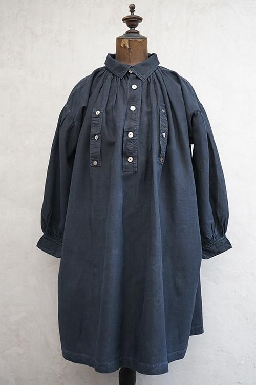 early 20th c. indigo linen smock 