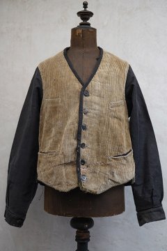 1930's brown corduroy gilet with sleeves