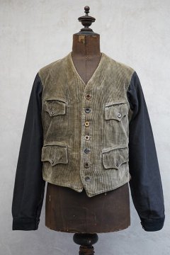 1930's brown corduroy gilet with sleeves 
