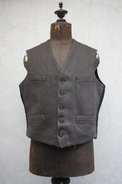 mid 20th c. charcoal brown pique work gilet NOS