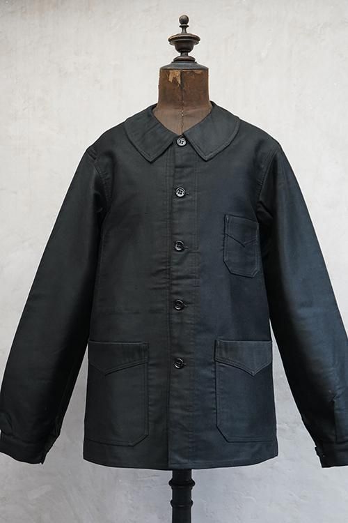 1940's black moleskin work jacket NOS - フレンチ・ヴィンテージ