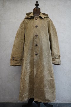 ~1940's khaki canvas coat with hood 