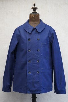 1940's-1950's blue cotton twill double breasted work jacket NOS