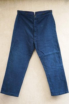 ~1930's indigo linen cotton twill work trousers