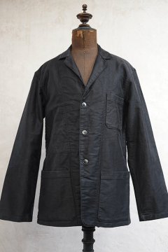 mid 20th c. black moleskin lapeled work jacket