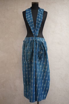 early 20th c. printed indigo cotton apron