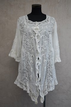 early 20th c. lace × embroidered blouse