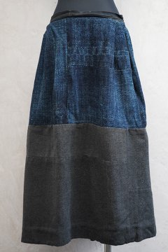 late 19th c.-early 20th c. indigo × gray work skirt