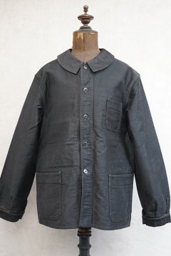 Black Moleskin Work Jacket - フレンチ・ヴィンテージ アンティーク