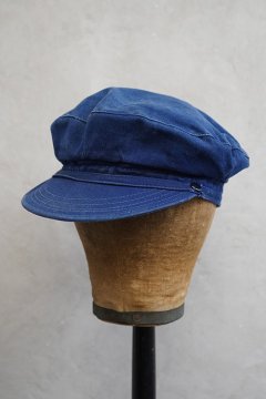 mid 20th c. blue linen cotton work cap