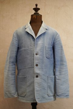 mid 20th c. blue moleskin lapeled work jacket