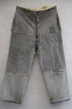 1930's patched stripe cotton work trousers 