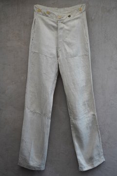 early 20th c. ecru herringbone linen trousers 