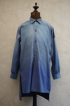 cir.1940's blue cotton work shirt patched