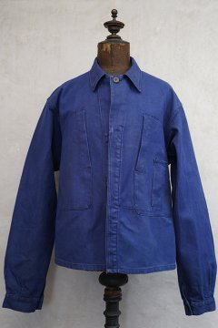 cir. mid 20th c. blue cotton work jacket D pockets+