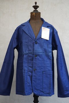 mid 20th c. blue moleskin lapeled work jacket NOS