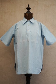 ~1940's light blue linen cottn S/SL shirt NOS