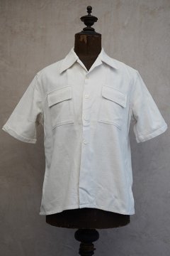 cir. 1940's white linen cotton S/SL shirt