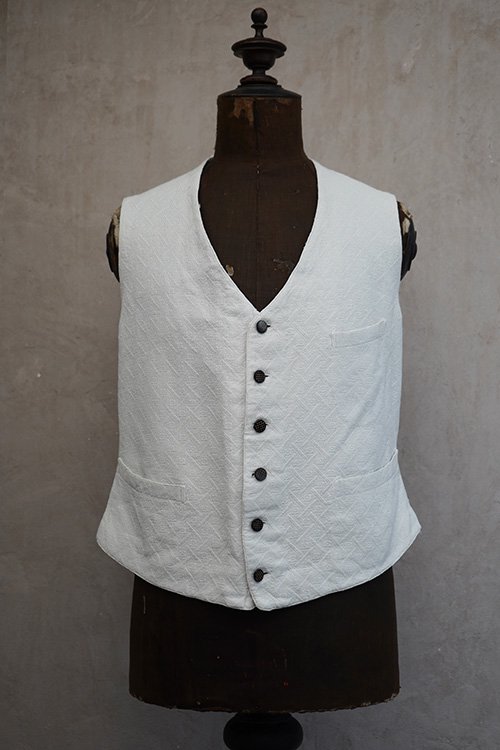 early 20th c. white cotton gilet - フレンチ・ヴィンテージ　アンティーク古着「Mindbenders and  Classics」