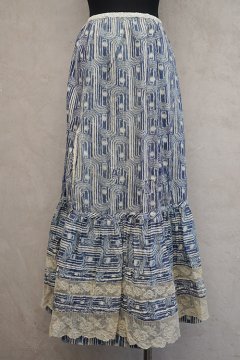 1900's linen cotton striped long skirt