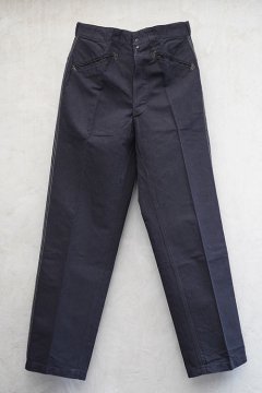 mid 20th c. black linen cotton maquignon work trousers 