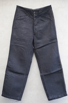 mid 20th c. black linen cotton maquignon work trousers 