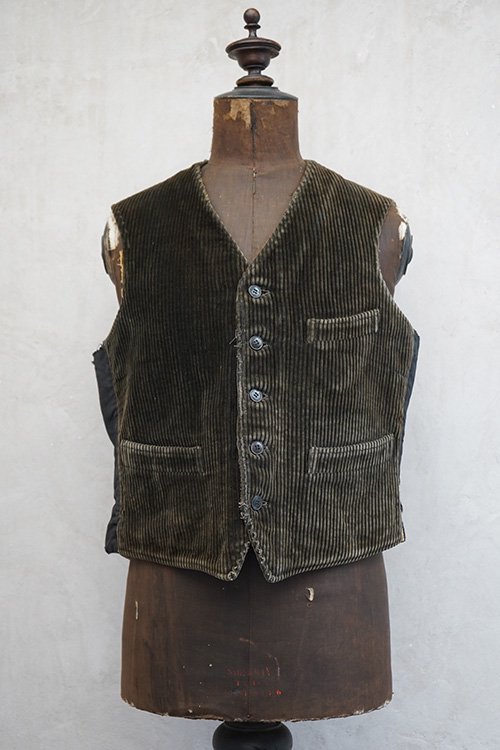 1930's-1940's brown corduroy gilet - フレンチ・ヴィンテージ