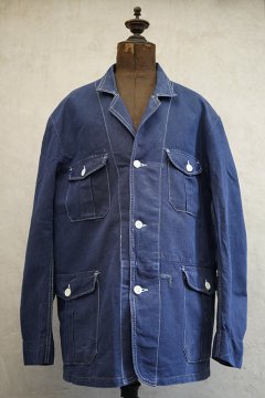 cir.1940's linen cotton 4 pockets work jacket 