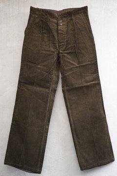 mid 20th c. brown corduroy work trousers NOS
