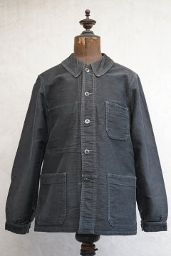 Black Moleskin Work Jacket - フレンチ・ヴィンテージ アンティーク