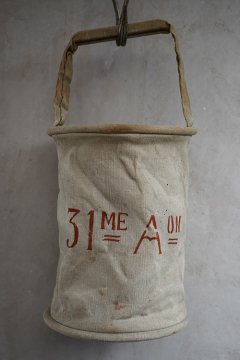 mid 20th c. French military canvas water bucket