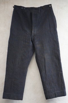 ~1940's checked indigo wool trousers