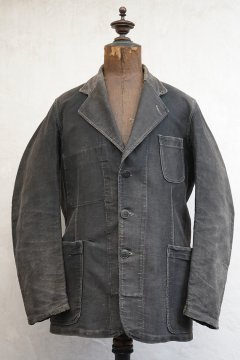 mid 20th c. black moleskin lapeled work jacket