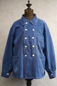 ~1930's blue linen cotton double breasted jacket 