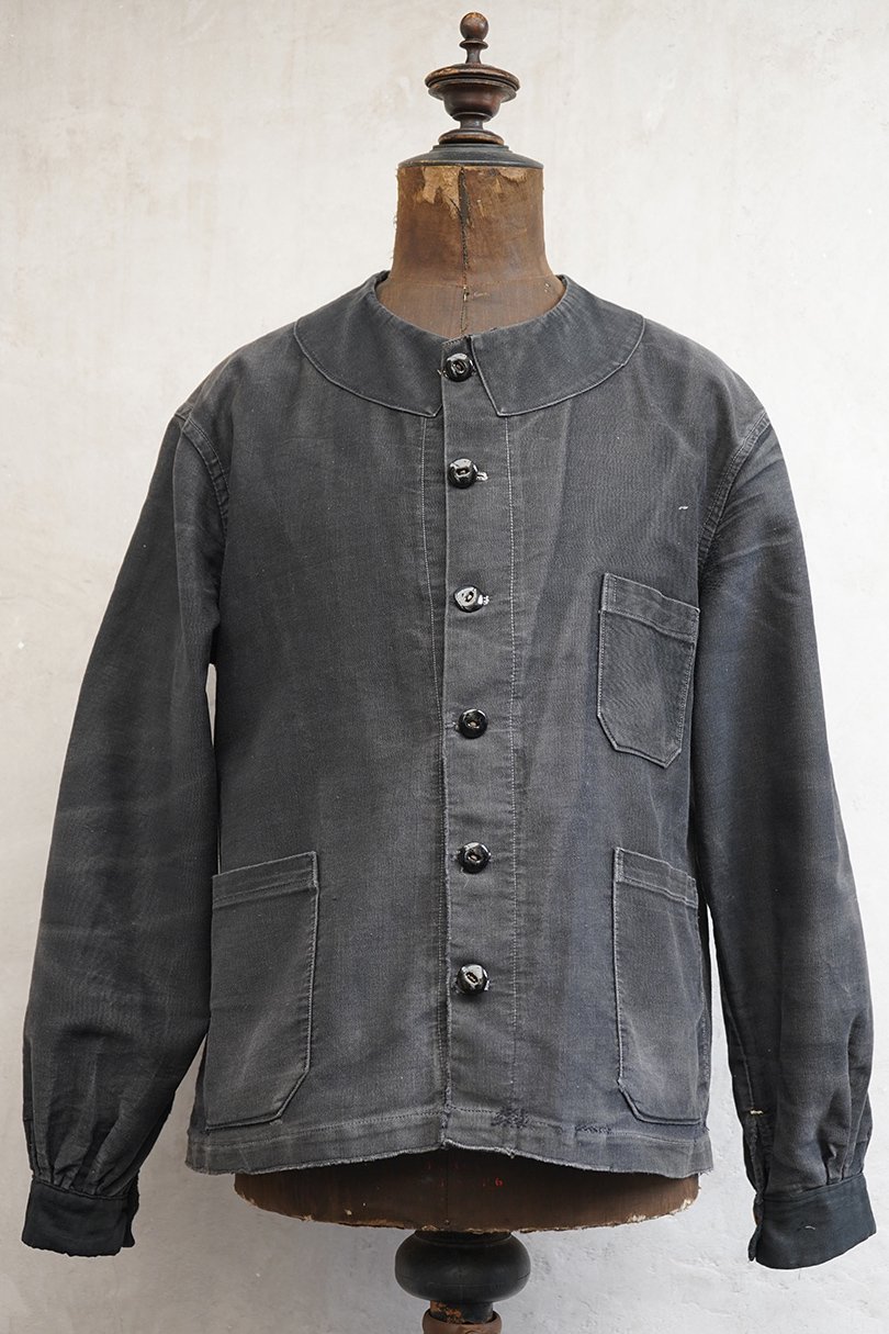 cir. 1910's-1920's black cotton twill work jacket - フレンチ 