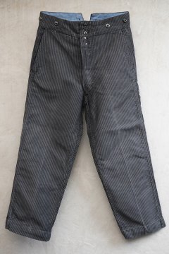 mid 20th c. stripe printed moleskin work trousers