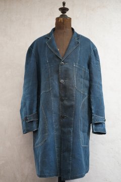 cir. 1930's indigo linen maquignon coat