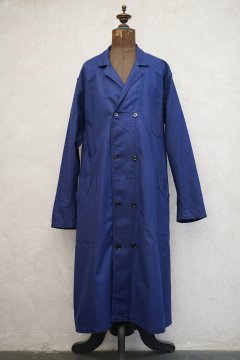 cir. 1960's blue cotton twill double breasted work coat NOS