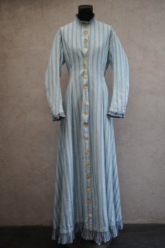 late 19th c. indigo striped long dress