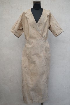1930's-1940's beige S/SL wrap dress 