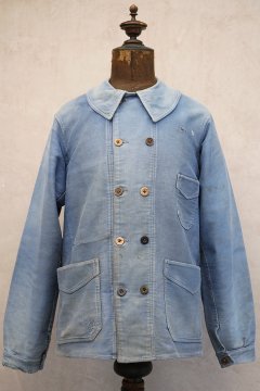 1930's-1940's blue moleskin double breasted work jacket