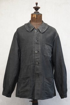 cir.1910's-1920's black cotton twill work jacket