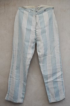 early 20th c. indigo striped HBT linen trousers theater costume