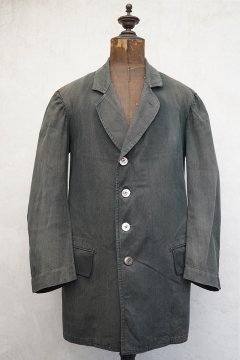 ~1930's striped linen cotton 4 button jacket overdye