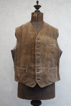 1930's-1940's brown corduroy work gilet