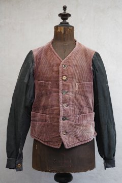 cir.1930's red brown corduroy gilet with sleeves