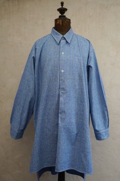 cir. 1940's blue stripe cotton shirt NOS